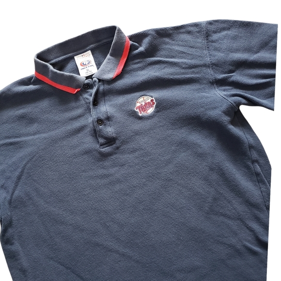 MLB Minnesota Twins Polo Shirt Retro True Fan Y2K Baseball Navy Blue XL Collar - Picture 5 of 5